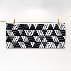 Black And White Triangles Pattern Hand Towel by SpinnyChairDesigns