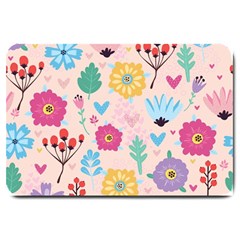 Tekstura-fon-tsvety-berries-flowers-pattern-seamless Large Doormat  by Sobalvarro