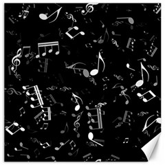 Black And White Music Notes Canvas 12  X 12  by SpinnyChairDesigns