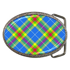 Clown Costume Plaid Striped Belt Buckles by SpinnyChairDesigns