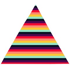 Contrast Rainbow Stripes Wooden Puzzle Triangle by tmsartbazaar