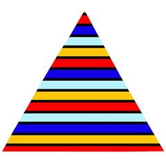 Red And Blue Contrast Yellow Stripes Wooden Puzzle Triangle by tmsartbazaar