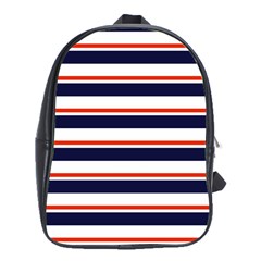 Red With Blue Stripes School Bag (xl) by tmsartbazaar