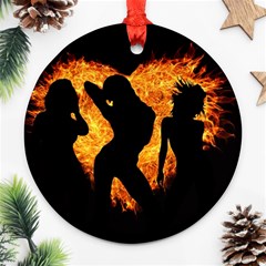 Shadow Heart Love Flame Girl Sexy Pose Ornament (round) by HermanTelo