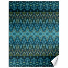 Boho Teal Blue Pattern Canvas 18  X 24  by SpinnyChairDesigns