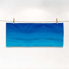 Aqua Blue And Indigo Ombre Hand Towel by SpinnyChairDesigns