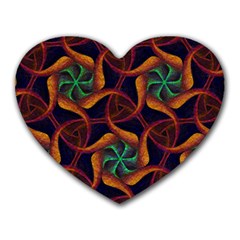 Teal Orange Burgundy Mandala Pattern Heart Mousepads by Graphika