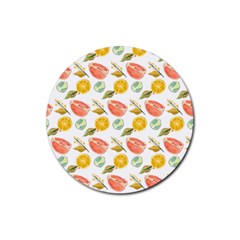 Citrus Gouache Pattern Rubber Round Coaster (4 Pack)  by EvgeniaEsenina