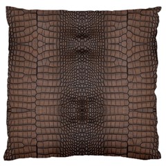 Brown Alligator Leather Skin Large Flano Cushion Case (two Sides) by LoolyElzayat