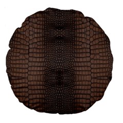 Brown Alligator Leather Skin Large 18  Premium Flano Round Cushions by LoolyElzayat