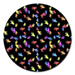 Multicolored Hands Silhouette Motif Design Magnet 5  (round) by dflcprintsclothing