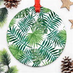 Green Tropical Leaves Ornament (round) by goljakoff