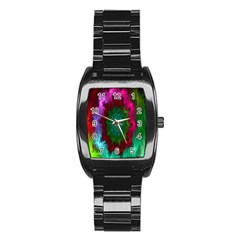 Rainbow Waves Stainless Steel Barrel Watch by Sparkle