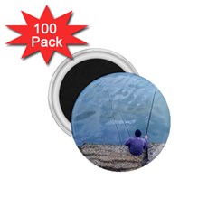 Senior Man Fishing At River, Montevideo, Uruguay001 1 75  Magnets (100 Pack)  by dflcprintsclothing