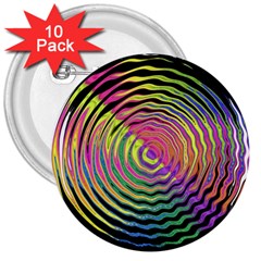 Rainbowwaves 3  Buttons (10 Pack)  by Sparkle