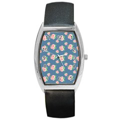 Pink Vintage Roses Barrel Style Metal Watch by FloraaplusDesign