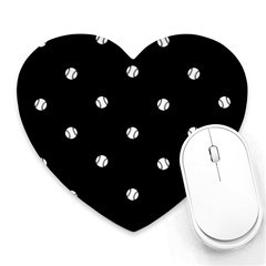 Black And White Baseball Motif Pattern Heart Mousepads by dflcprintsclothing