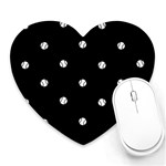 Black And White Baseball Motif Pattern Heart Mousepads Front