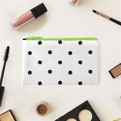 Black And White Baseball Print Pattern Cosmetic Bag (xs) by dflcprintsclothing