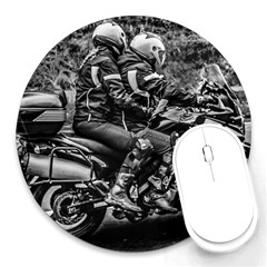 Motorcycle Riders At Highway Round Mousepads by dflcprintsclothing