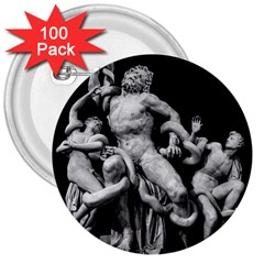 Laocoon Sculpture Over Black 3  Buttons (100 Pack)  by dflcprintsclothing