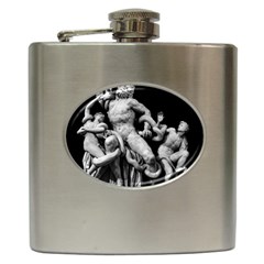 Laocoon Sculpture Over Black Hip Flask (6 Oz) by dflcprintsclothing