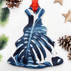 Blue Monstera Leaf Christmas Tree Ornament (two Sides) by goljakoff