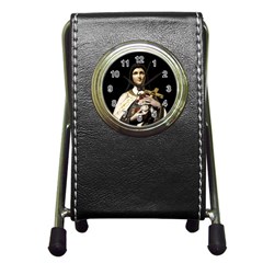 Virgin Mary Sculpture Dark Scene Pen Holder Desk Clock by dflcprintsclothing