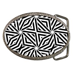 Black And White Abstract Lines, Geometric Pattern Belt Buckles by Casemiro