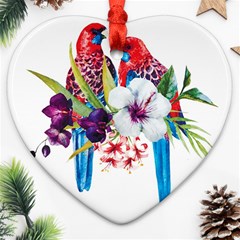 Tropical Parrots Heart Ornament (two Sides) by goljakoff