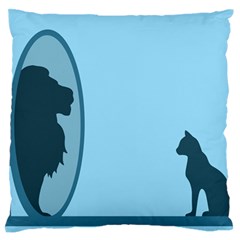 Cat Mirror Lion Large Flano Cushion Case (two Sides) by HermanTelo