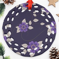 Purple Flowers Round Filigree Ornament (two Sides) by goljakoff