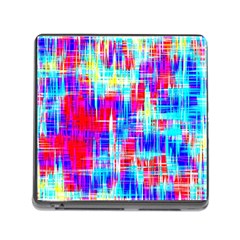 Red Blue Messy Stripes                                                         Memory Card Reader (square) by LalyLauraFLM