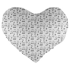 Music Notes Wallpaper Large 19  Premium Flano Heart Shape Cushions by Mariart