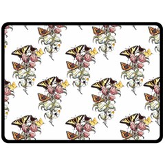 Butterflies On Peonies - By Larenard Double Sided Fleece Blanket (large)  by LaRenard