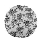 Line Art Black And White Rose Standard 15  Premium Flano Round Cushions Front