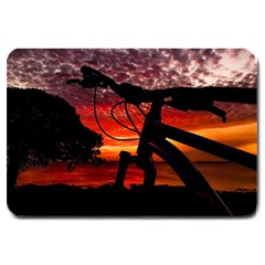 Mountain Bike Parked At Waterfront Park003 Large Doormat  by dflcprintsclothing