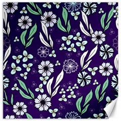 Floral Blue Pattern Canvas 16  X 16  by MintanArt