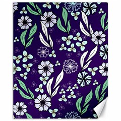 Floral Blue Pattern Canvas 11  X 14  by MintanArt