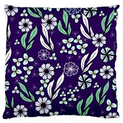 Floral Blue Pattern  Large Flano Cushion Case (two Sides) by MintanArt