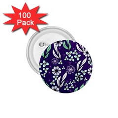 Floral Blue Pattern  1 75  Buttons (100 Pack)  by MintanArt