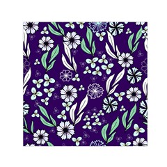 Floral Blue Pattern  Small Satin Scarf (square) by MintanArt