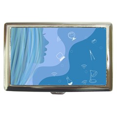 Online Woman Beauty Blue Cigarette Money Case by Mariart