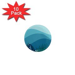 Illustration Of Palm Leaves Waves Mountain Hills 1  Mini Magnet (10 Pack)  by HermanTelo