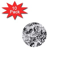 Black And White Graffiti Abstract Collage 1  Mini Buttons (10 Pack)  by dflcprintsclothing