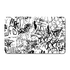 Black And White Graffiti Abstract Collage Magnet (rectangular) by dflcprintsclothing