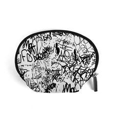 Black And White Graffiti Abstract Collage Accessory Pouch (small) by dflcprintsclothing