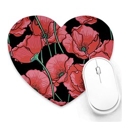 Red Flowers Heart Mousepads by goljakoff