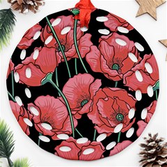 Red Flowers Ornament (round Filigree) by goljakoff