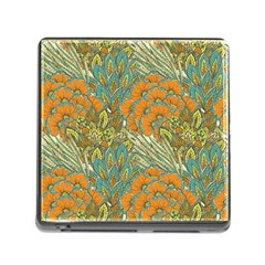 Orange Flowers Memory Card Reader (square 5 Slot) by goljakoff